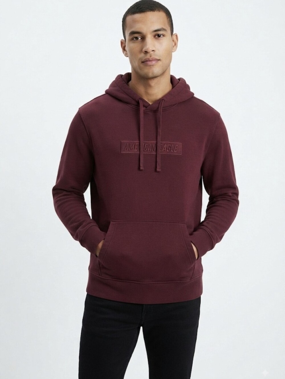 American Eagle Outfitters Men's Maroon Pullover Hoodie